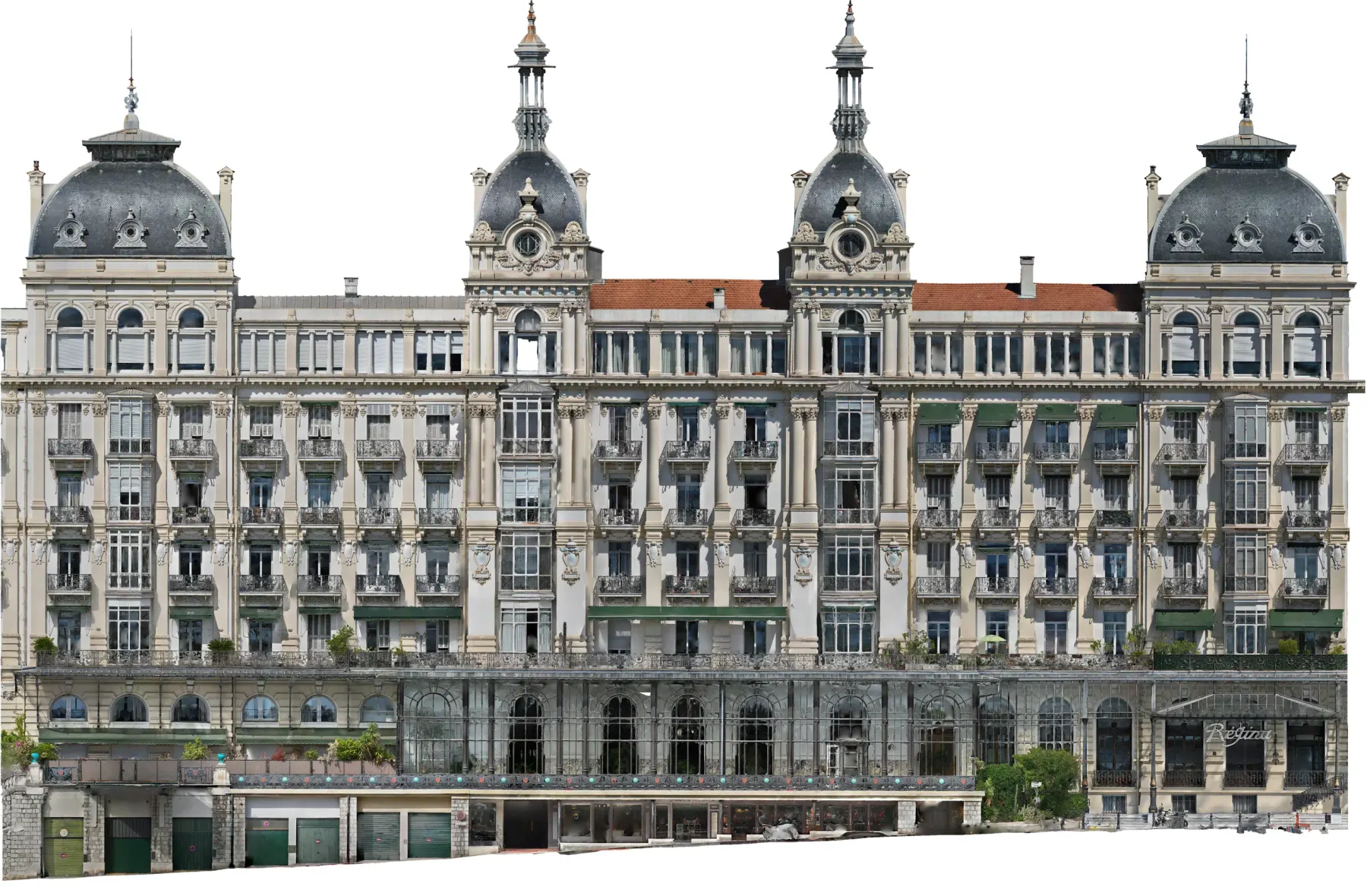 Orthophoto à l'échelle de la façade d'un palace Belle Époque, obtenue par photogrammétrie