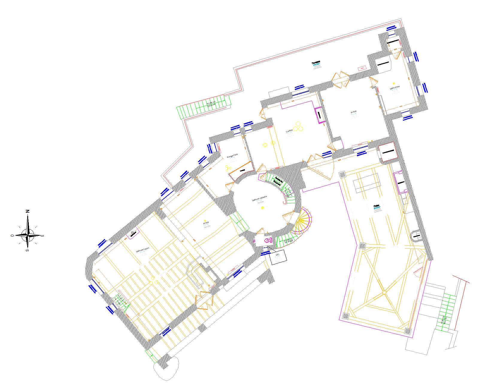 Plan intérieur d'une maison issu d'un relevé laser